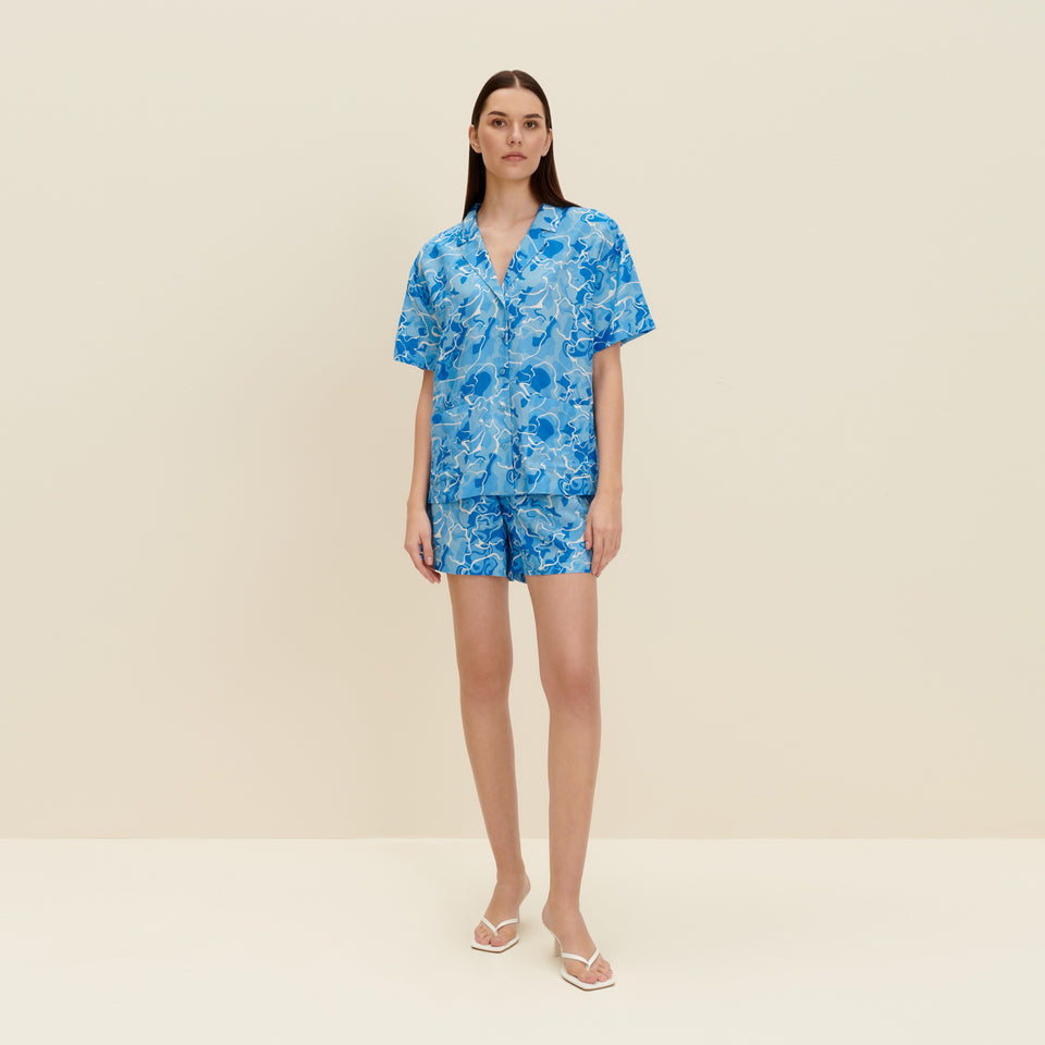 Short sleeve oversized shirt in Pool Water Print
