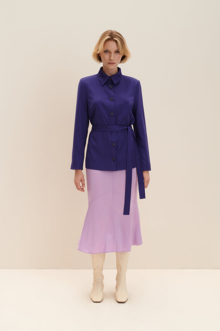 Satin panelled skirt in Lilac
