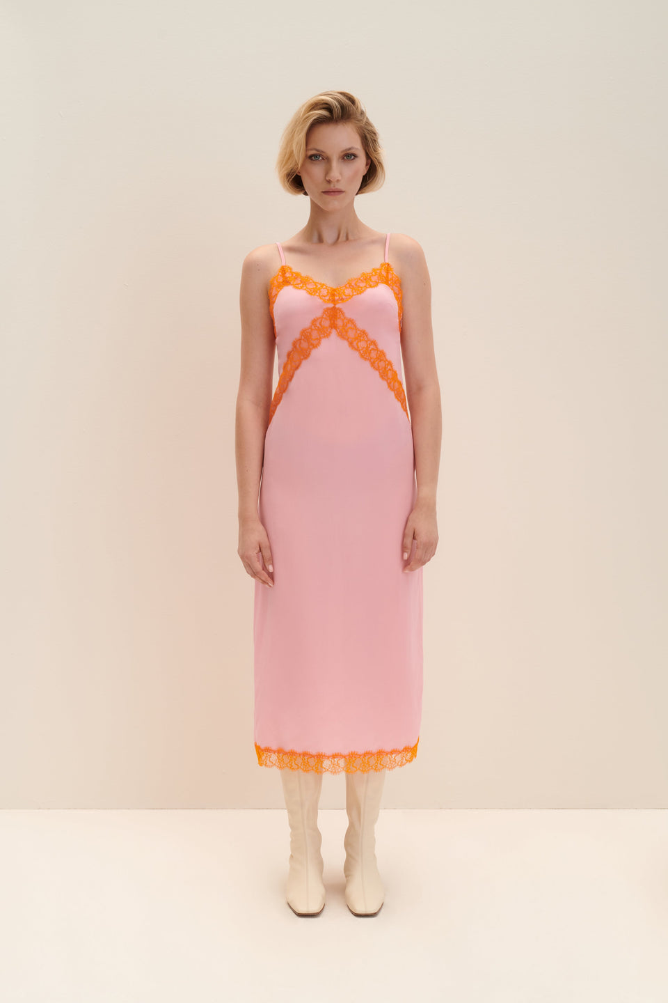 Crepe de chine silk dress in Candy Pink