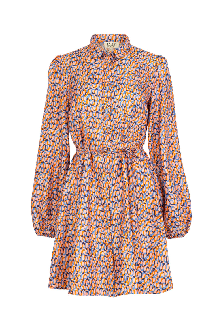 Silk shirt dress in Groovy Print