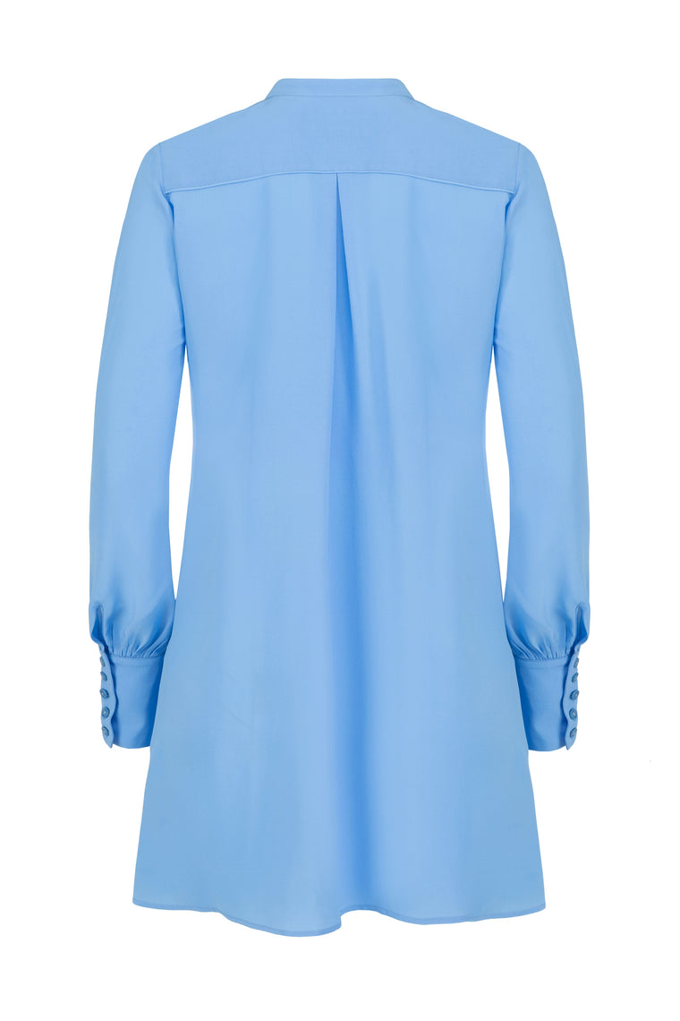 Asymmetric silk dress in Sky Blue