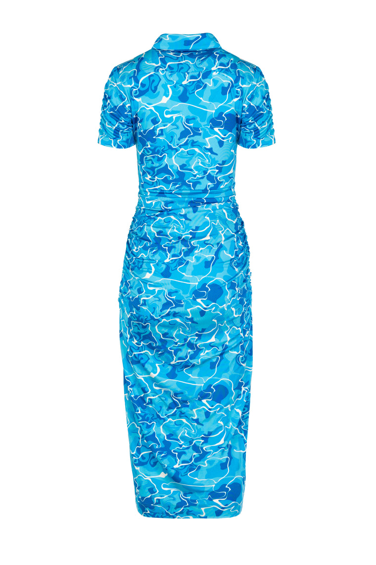 Stretch-jersey midi dress in Pool Water Print